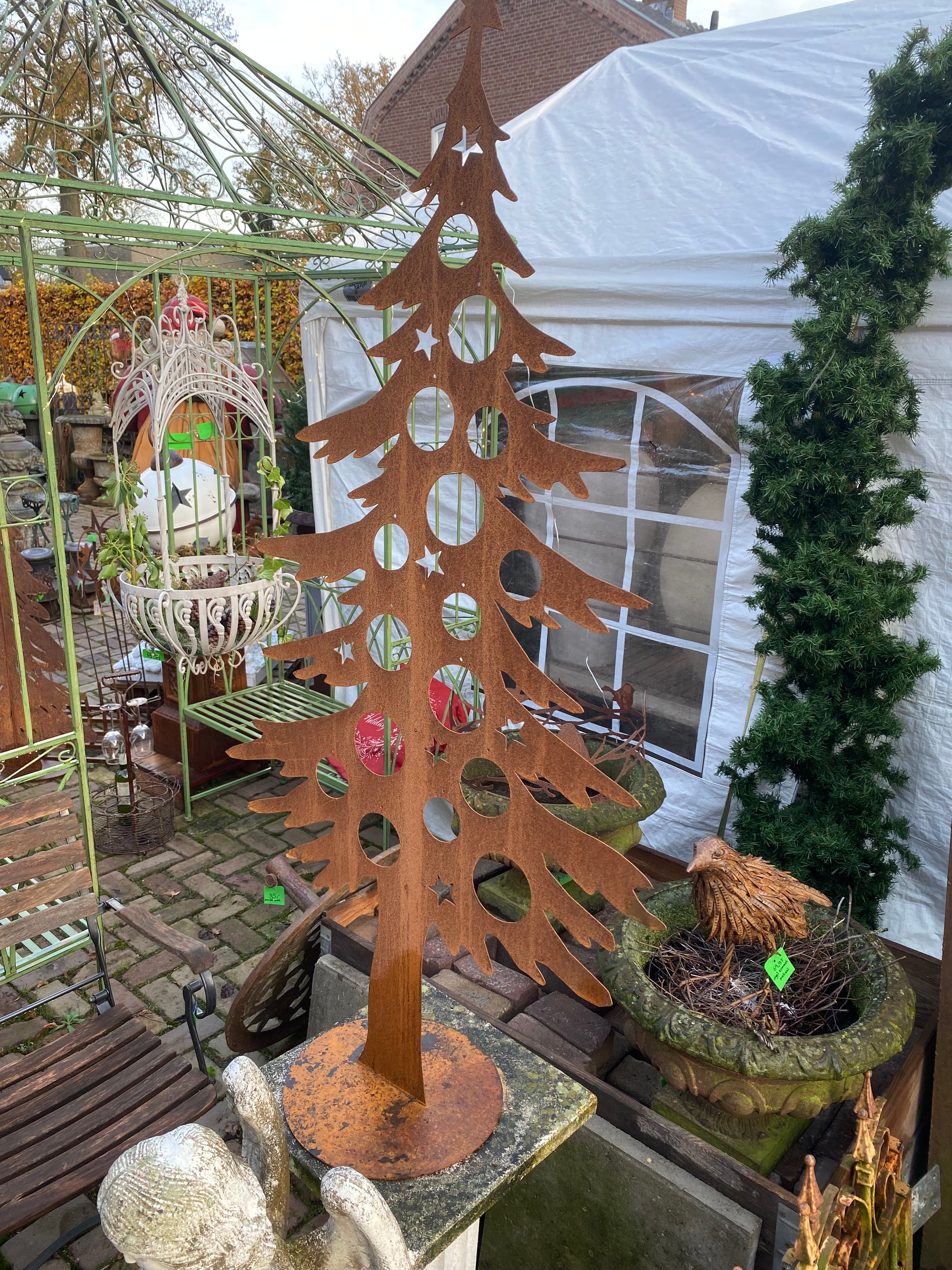 XL kerstboom boom op plaat van eco roest H 1.25 cm