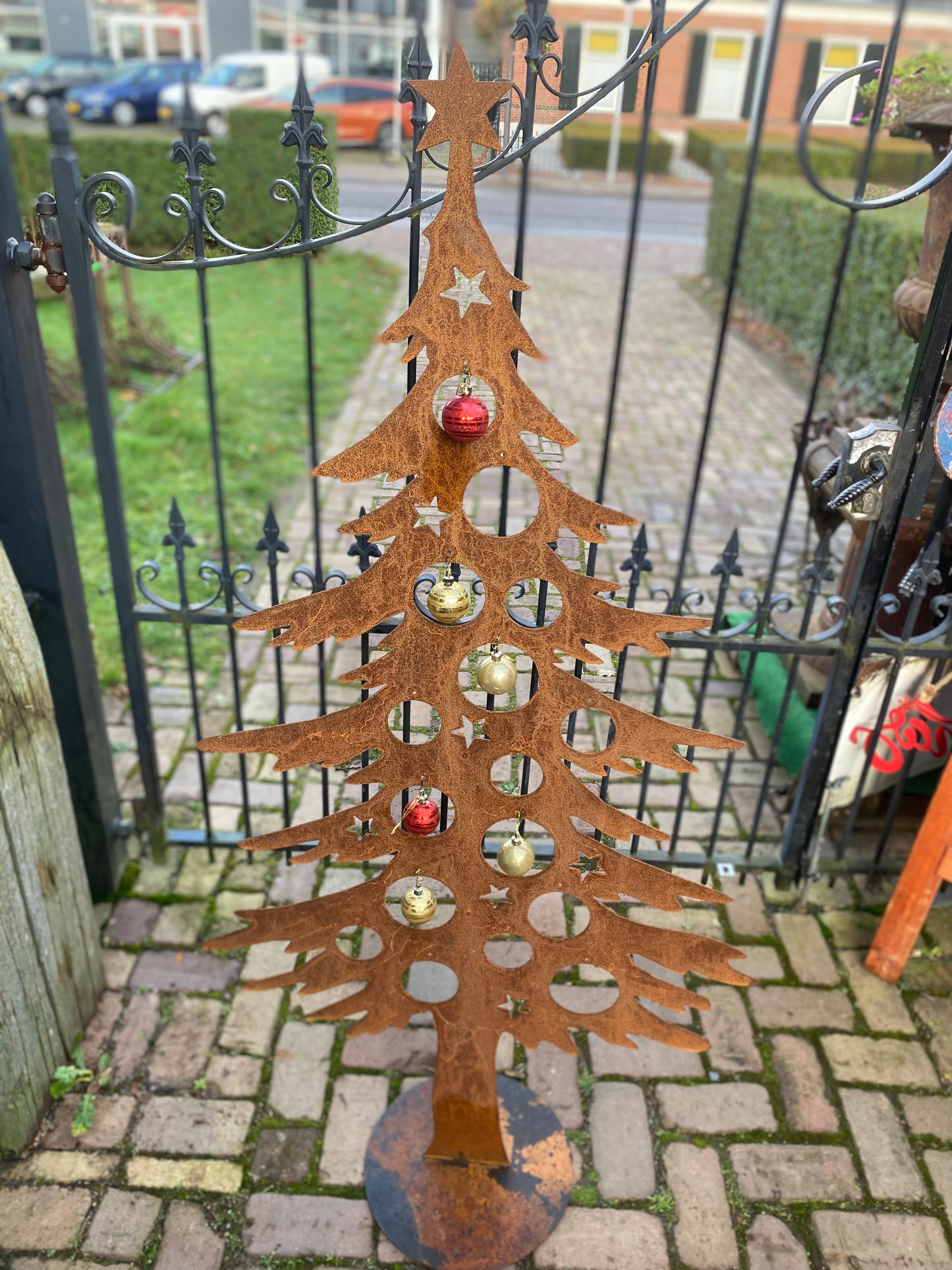 XL kerstboom boom op plaat van eco roest H 1.25 cm