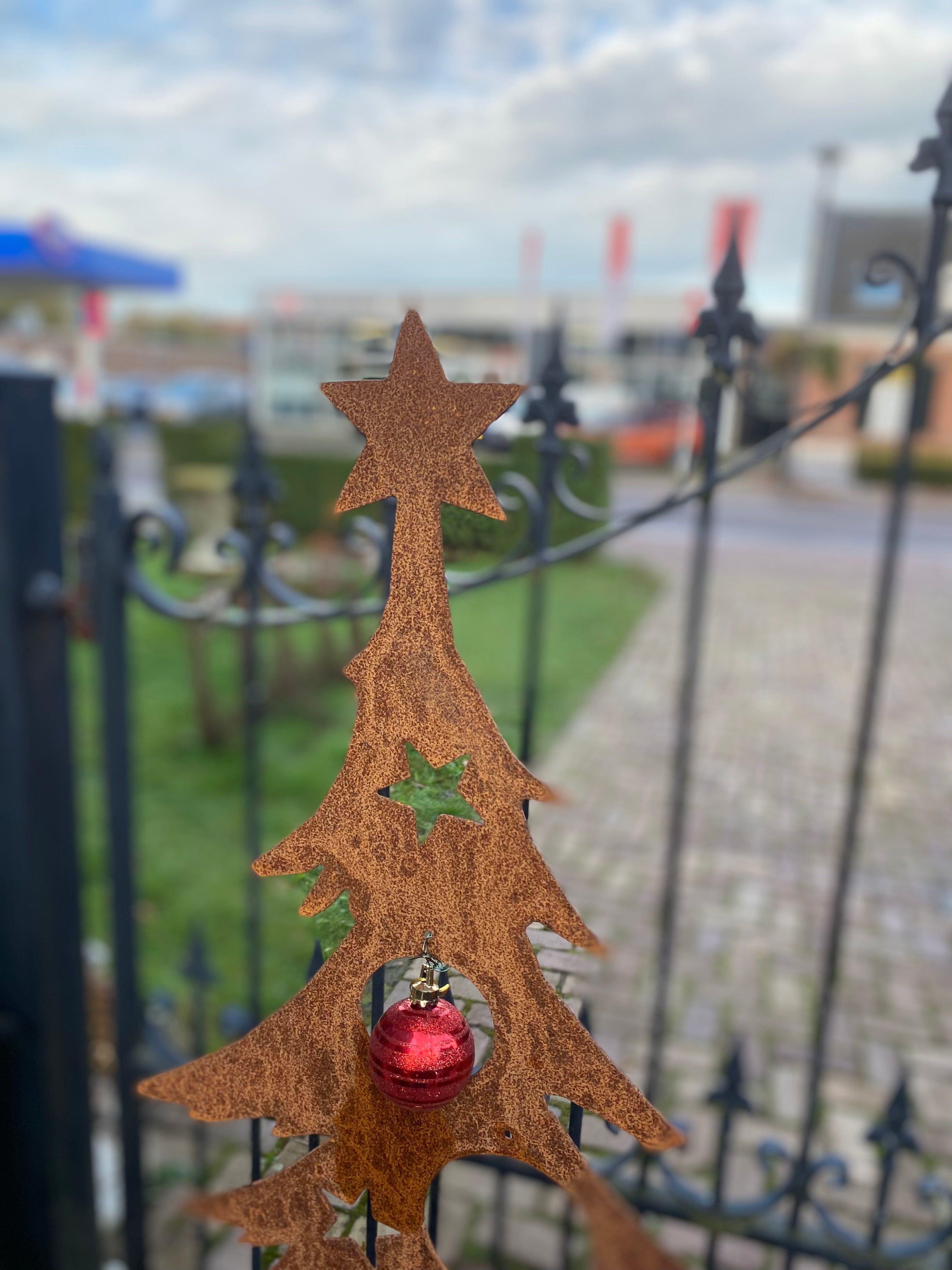 XL kerstboom boom op plaat van eco roest H 1.25 cm