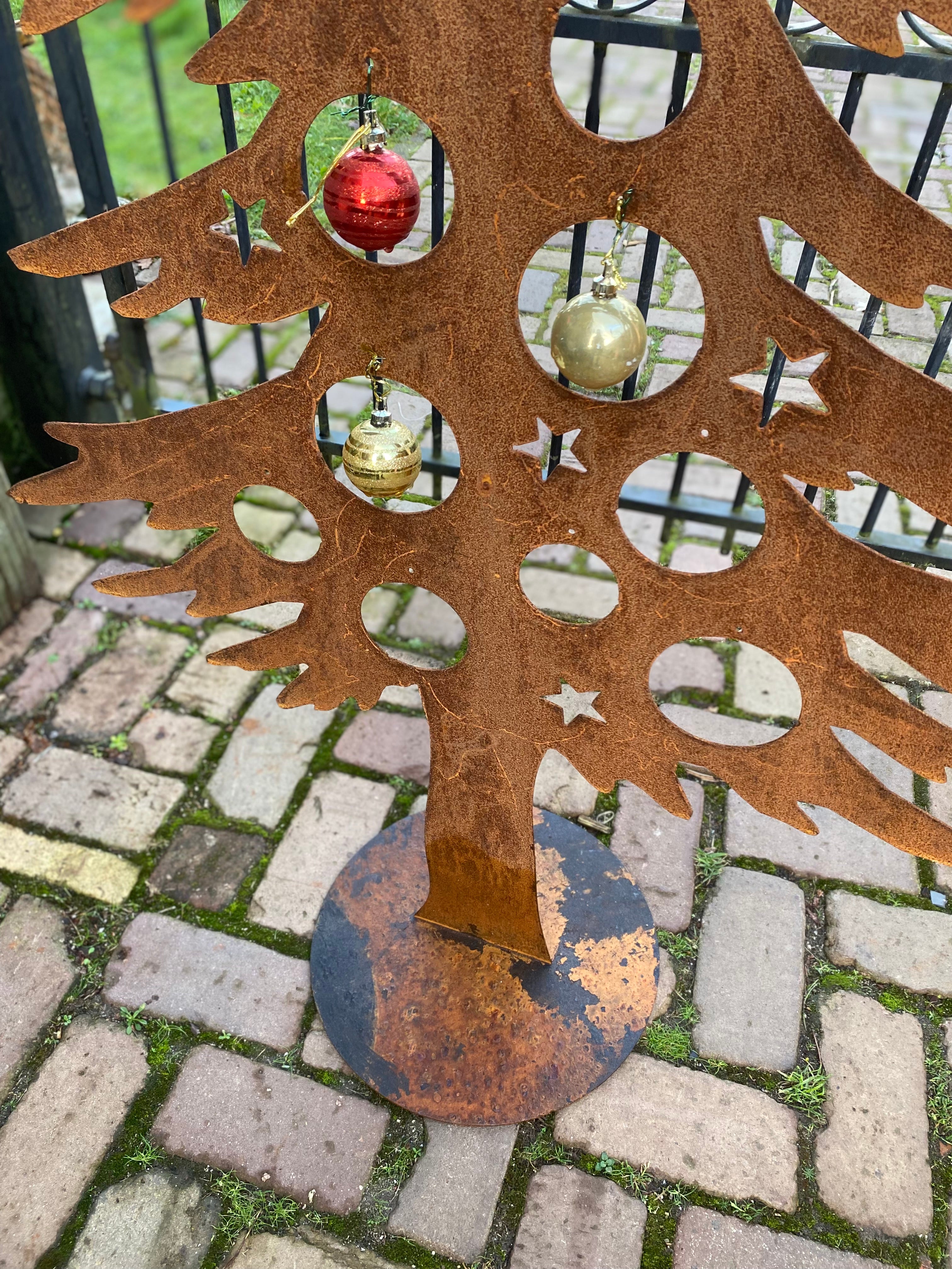 XL kerstboom boom op plaat van eco roest H 1.25 cm