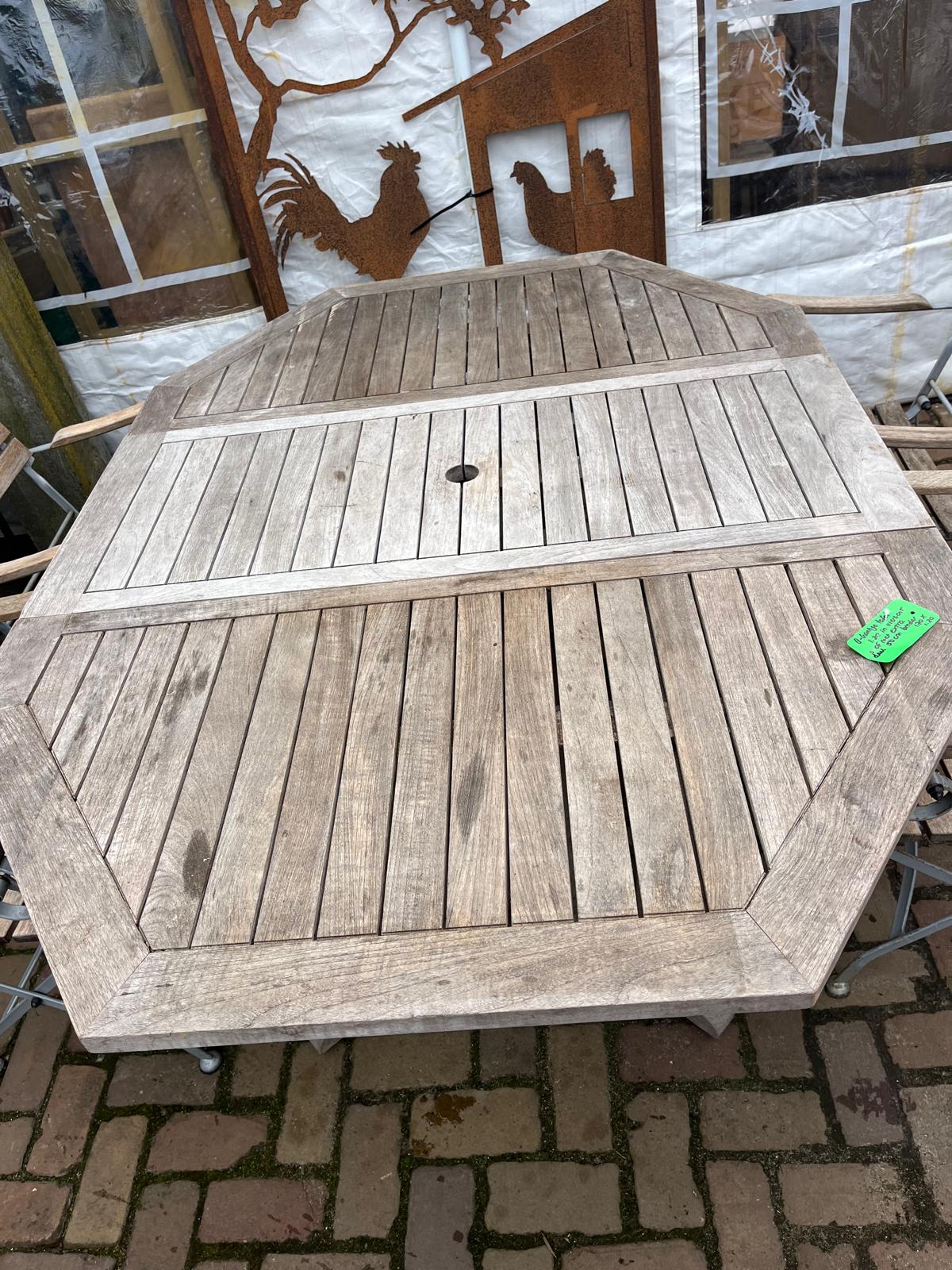 tuintafel teakhout 8 kantig verstelbaar v 1.20 tot 1.70 lang