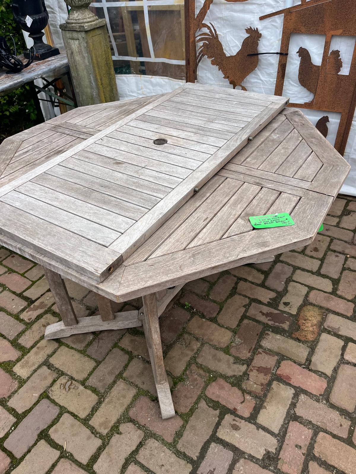 tuintafel teakhout 8 kantig verstelbaar v 1.20 tot 1.70 lang